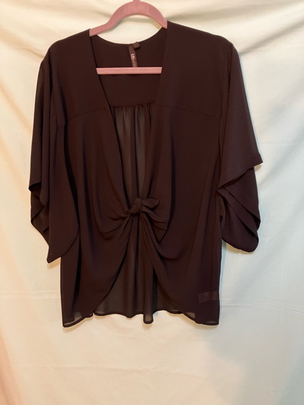 Knot-Front Black Women's Blouse